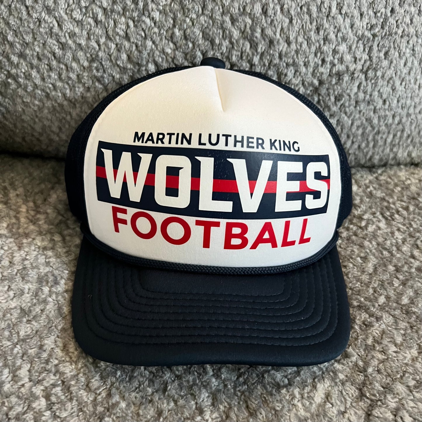 MLK Football Logo Hat- NAVY/WHITE