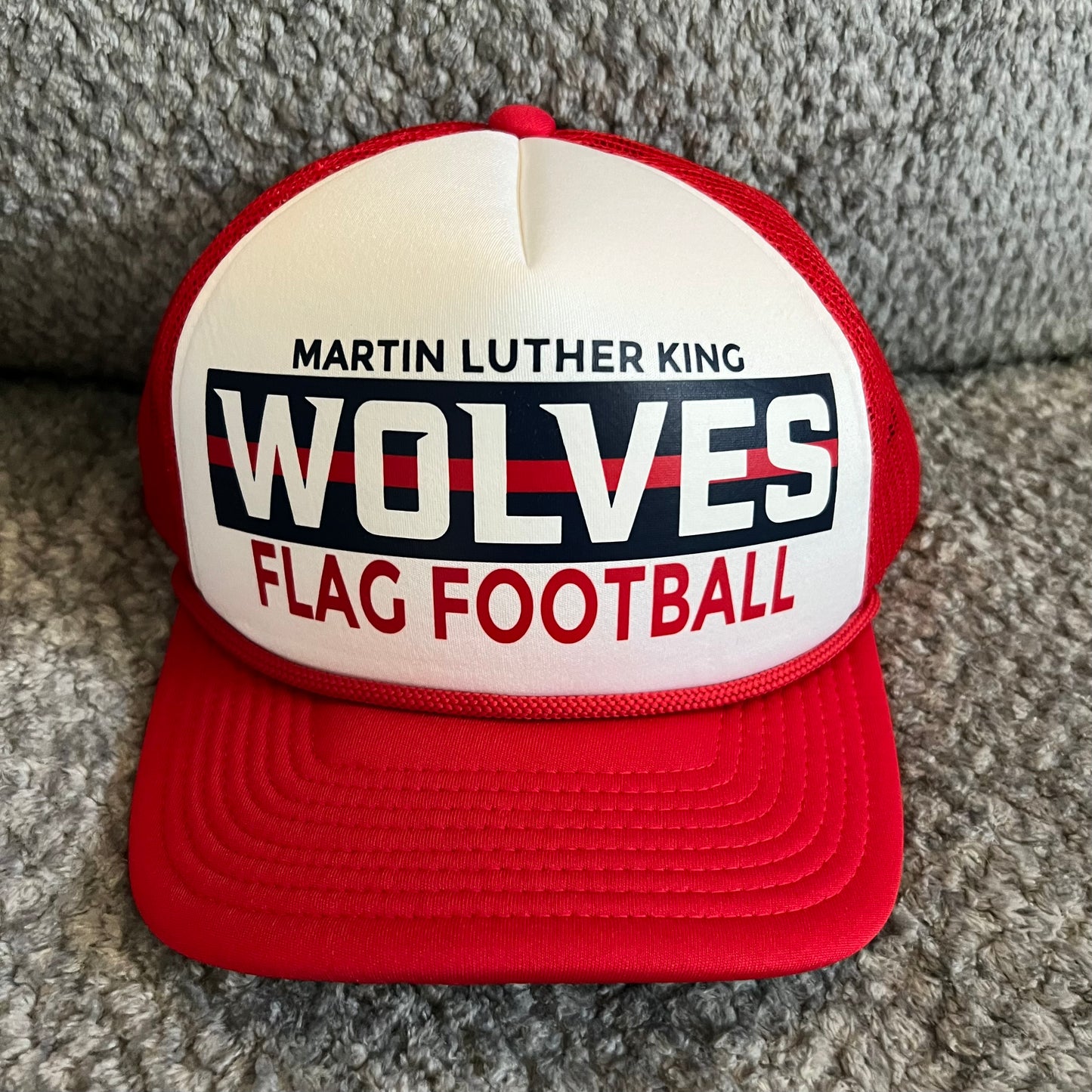 MLK  Flag Football Logo Hat- RED/WHITE