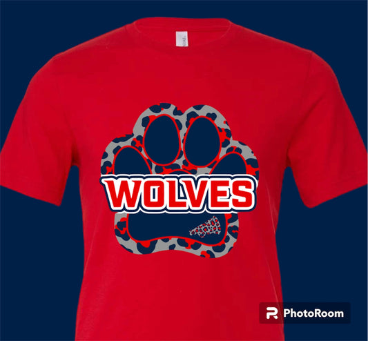 MLK Wolves Paw Print PepSquad Shirt- RED