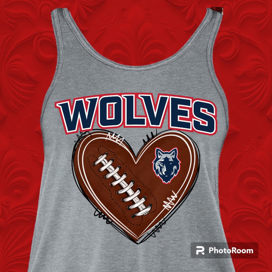 MLK Women's Football Heart Tank- Gray